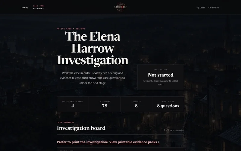 Bellmere investigation home screen