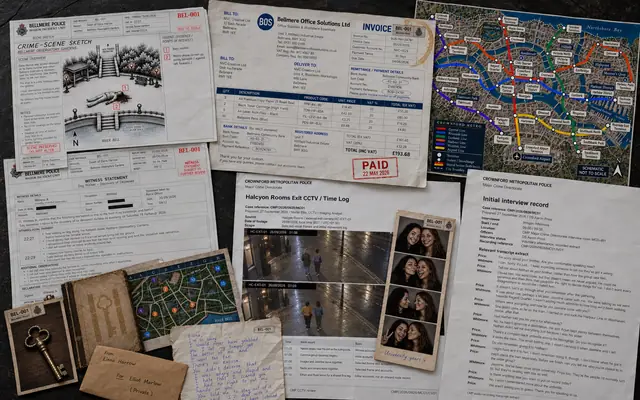Evidence from Bellmere and Crownford, including maps, witness statements, photographs and handwritten notes